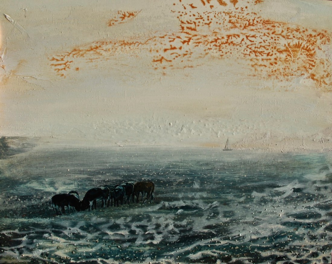 'The Plain, where Young Creatures Gather, oil on board, 24 x 30 cm