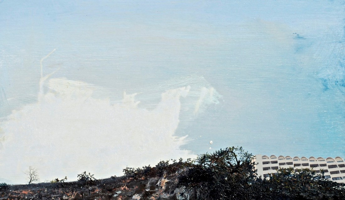 Sky Hotel, oil on board, 36 x 60 cm