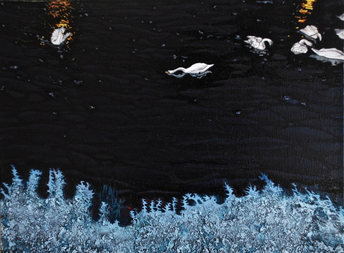 Night Swim, oil on linen, 28 x 25.7 cm