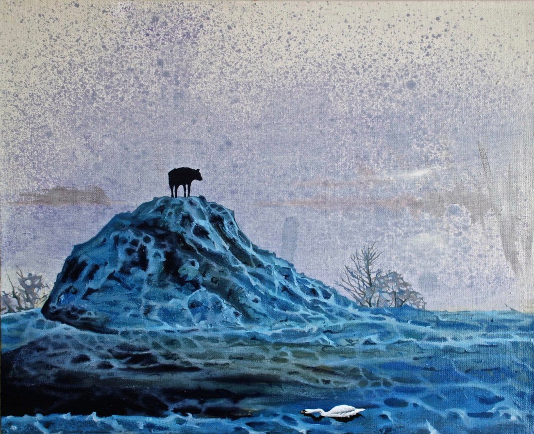 Subtle Correspondence, oil & inks on linen, 37.2 x 46 cm