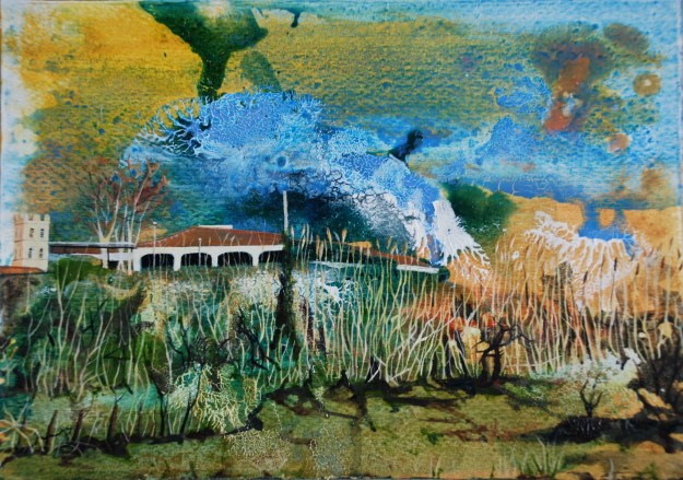 Argeles-Sur-Mer Train Station, oil on paper, 18 x 25.5 cm