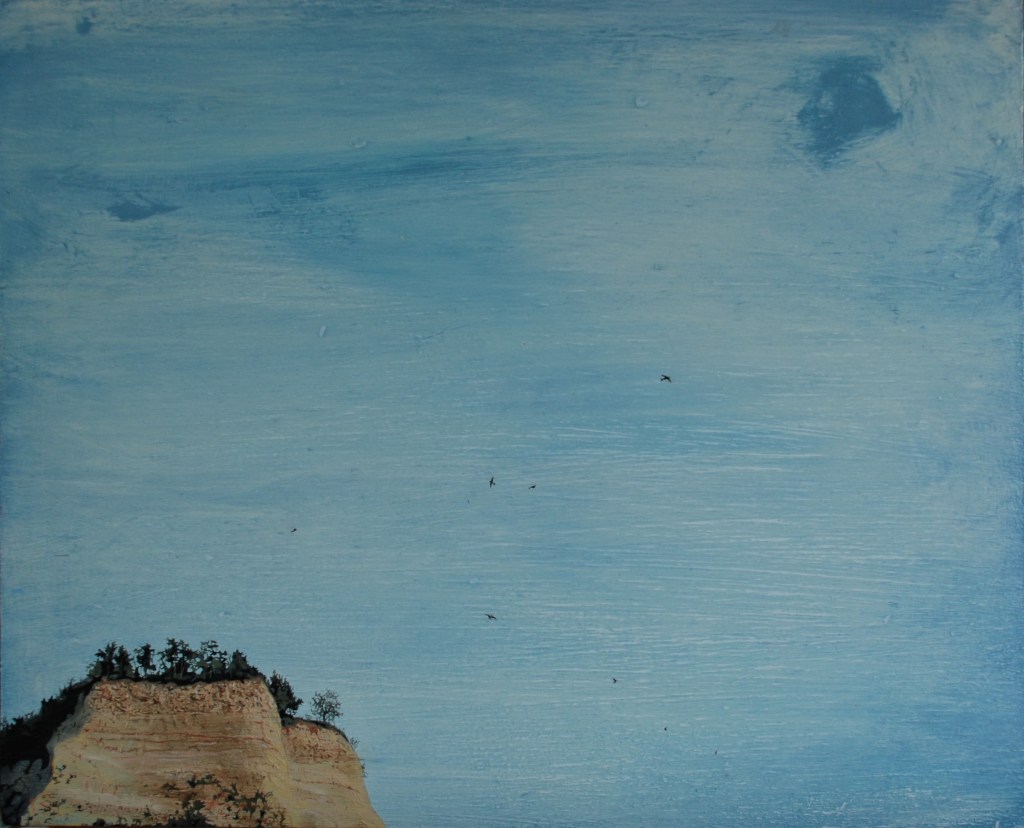 Layered Landscape in the Midst of Sky, oil on board, 30 x 42 cm