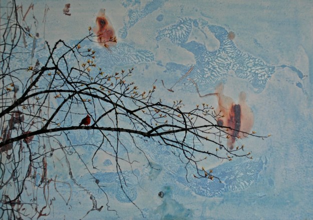 Cardinal, oil on panel, 25 x 35 cm